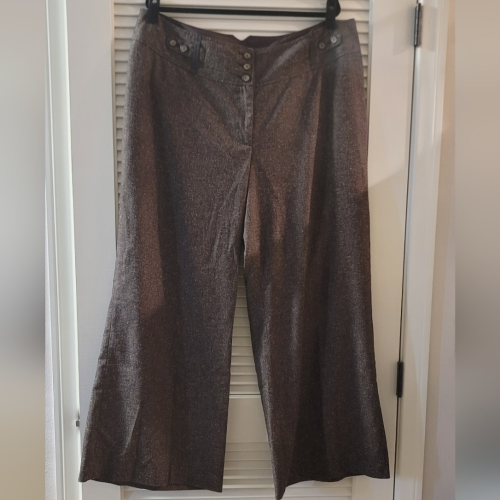 Lane Bryant - (Plus-Size) Brown Speckle Business Casual Pants With Button Detail